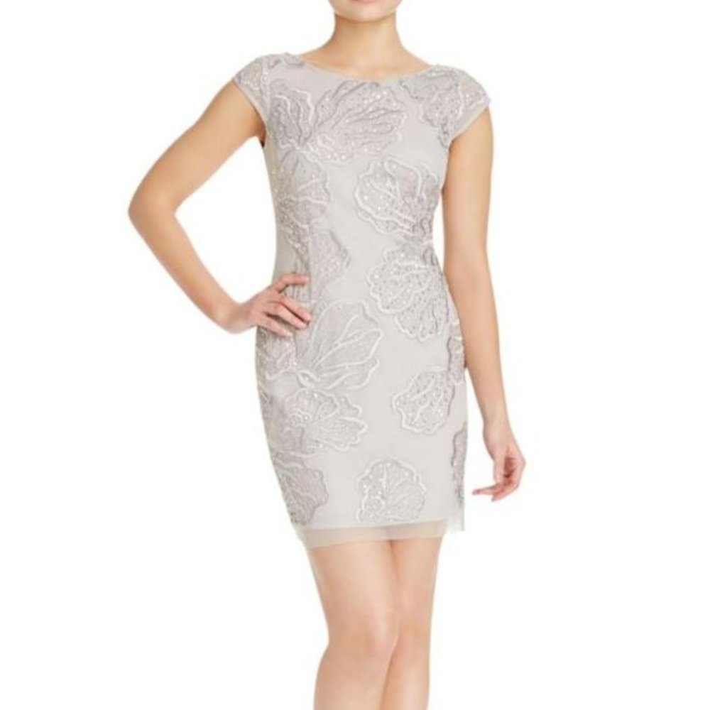 Aidan Mattox Silver Embroidered Sequine Dress - Picture 2 of 5